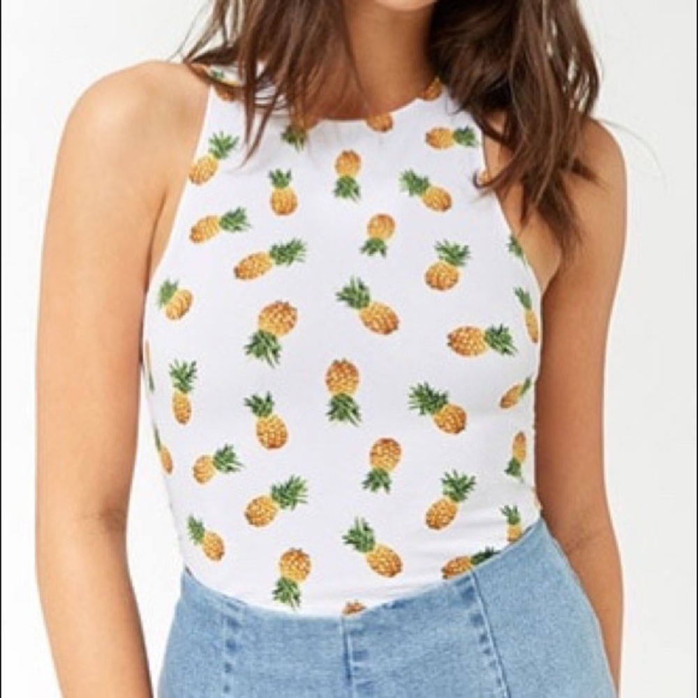 Pineapple crop top forever 21 medium